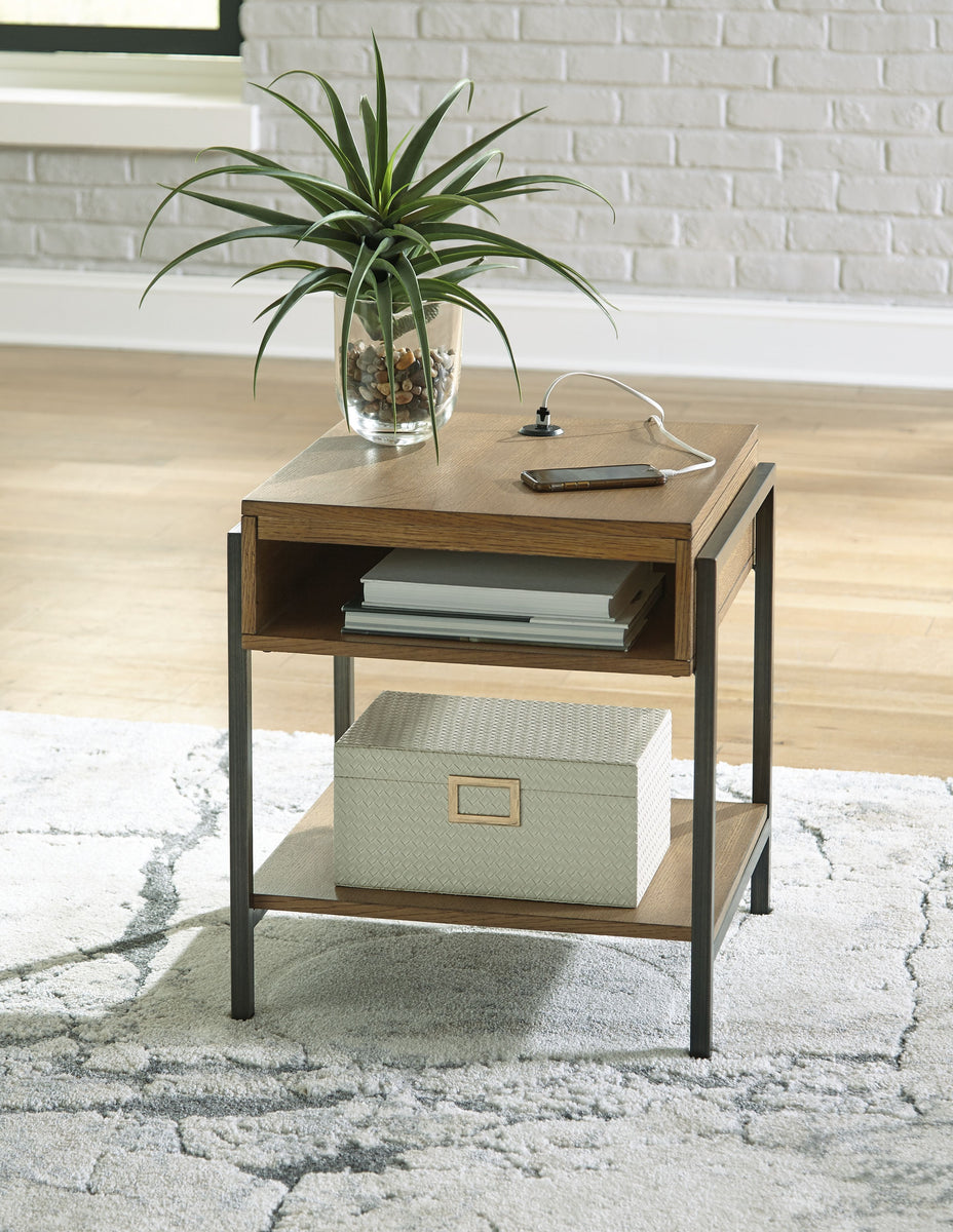 Fridley Brown / Black Rectangular End Table Mega Furniture USA