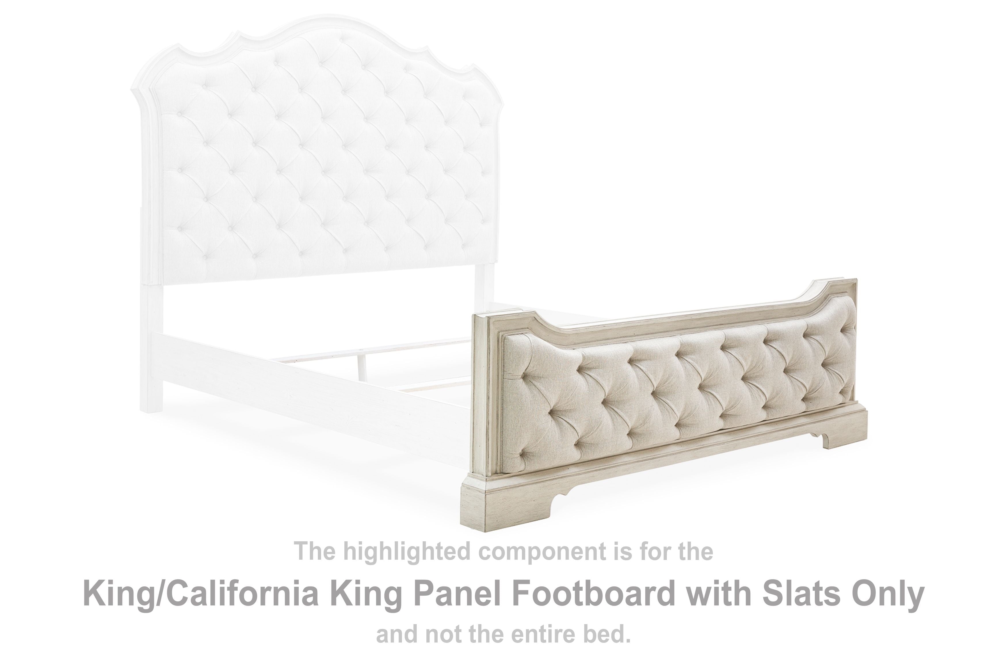 Arlendyne - Antique White - King / Cal King Upholstered Panel Footboard With Slats