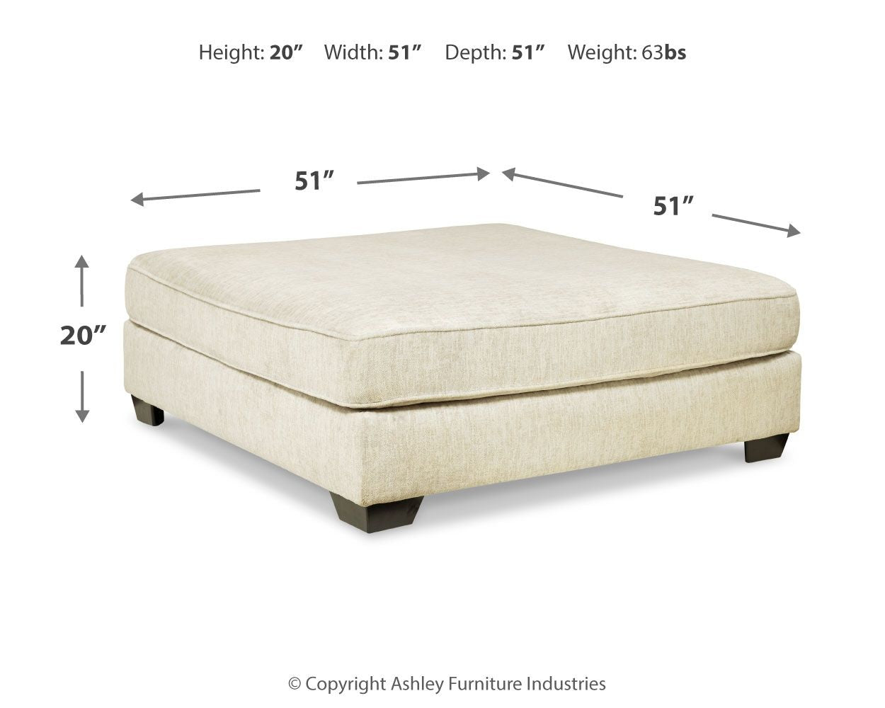 Rawcliffe - Parchment - Oversized Accent Ottoman