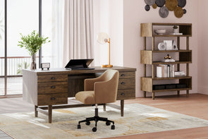 Austanny - Warm Brown - 3 Pc. - Home Office Desk, Chair, Bookcase