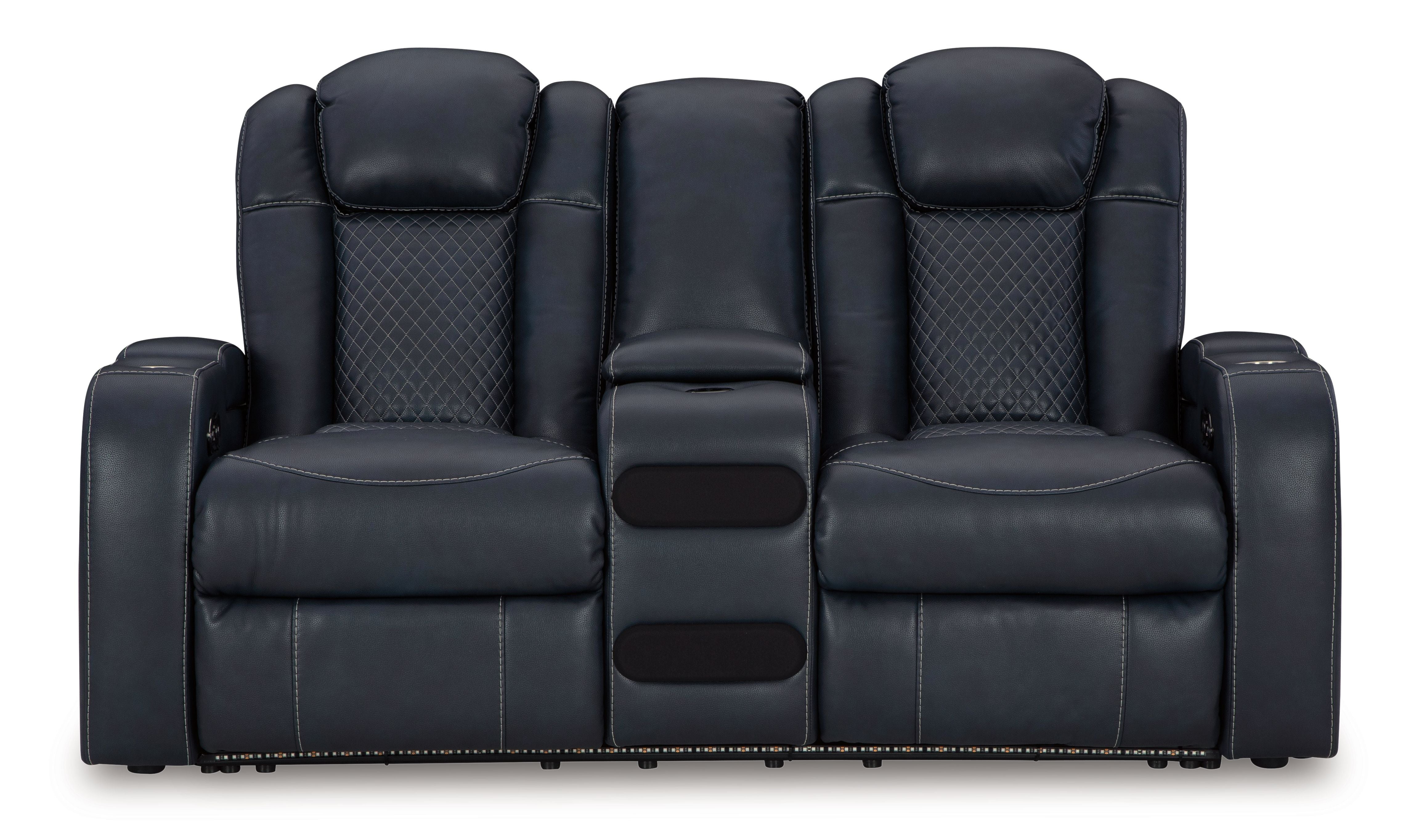 Fyne-dyme - Power Reclining Loveseat With Console/Adj Hdrst