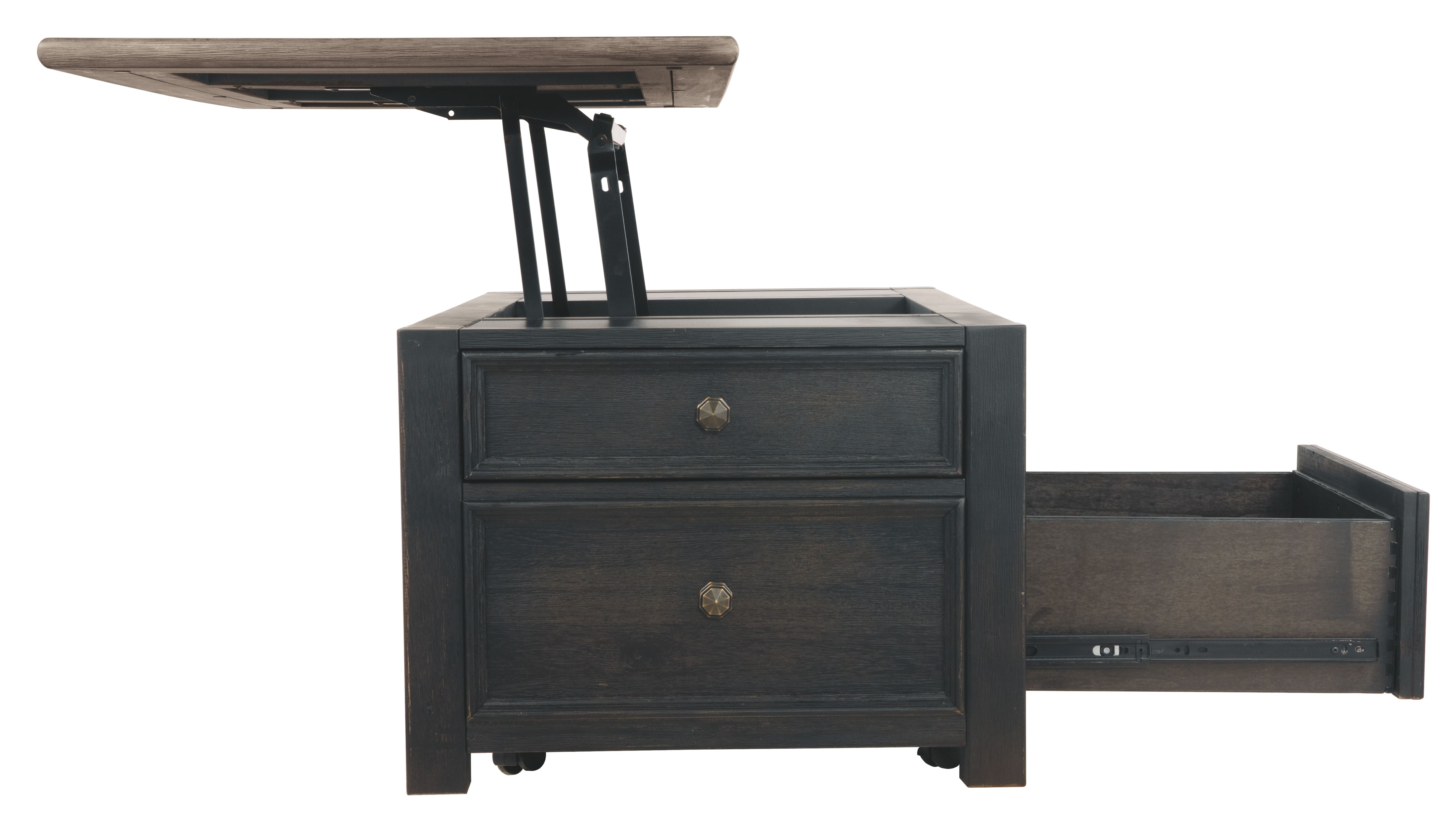 Tyler - Grayish Brown / Black - Lift Top Cocktail Table