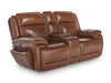 Healy Pier - Chocolate - Power Reclining Loveseat With Console / Adj Headrest