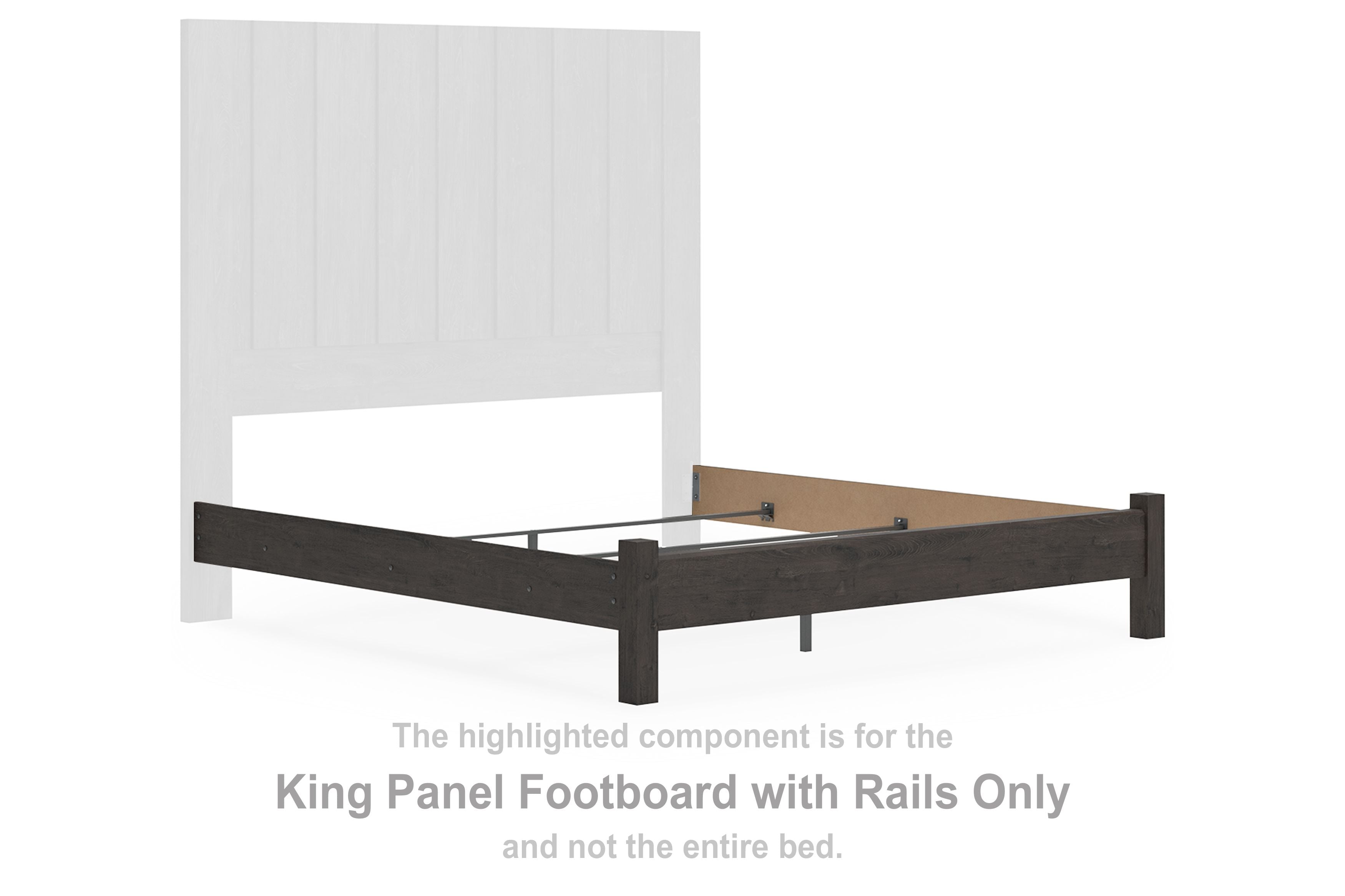 Fraluna - Charcoal - King Panel Footboard With Rails