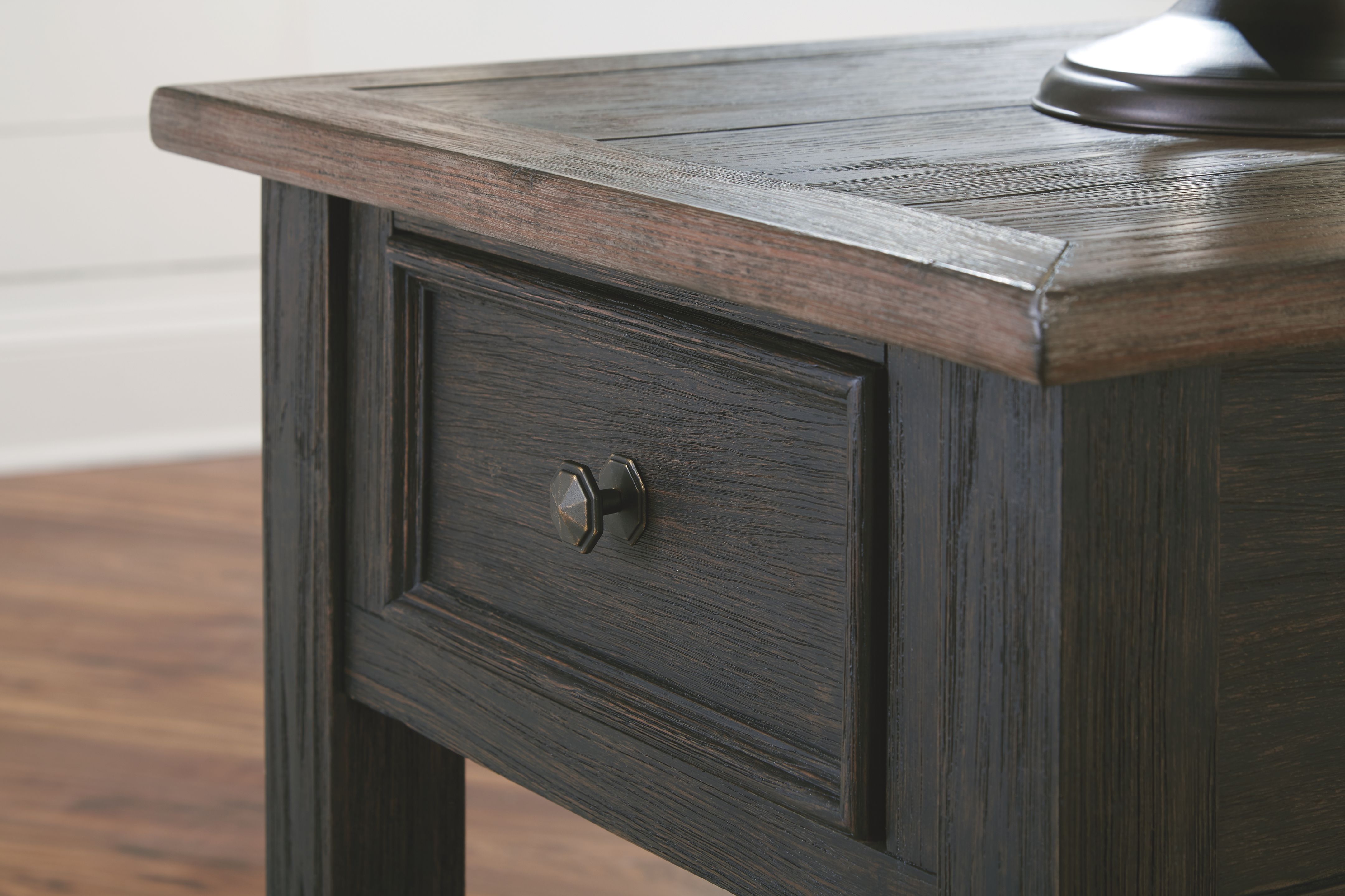 Tyler - Grayish Brown / Black - Rectangular End Table