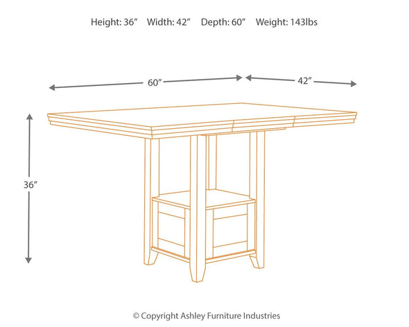 Ralene - Medium Brown - Rectangular Dining Room Counter Extension Table