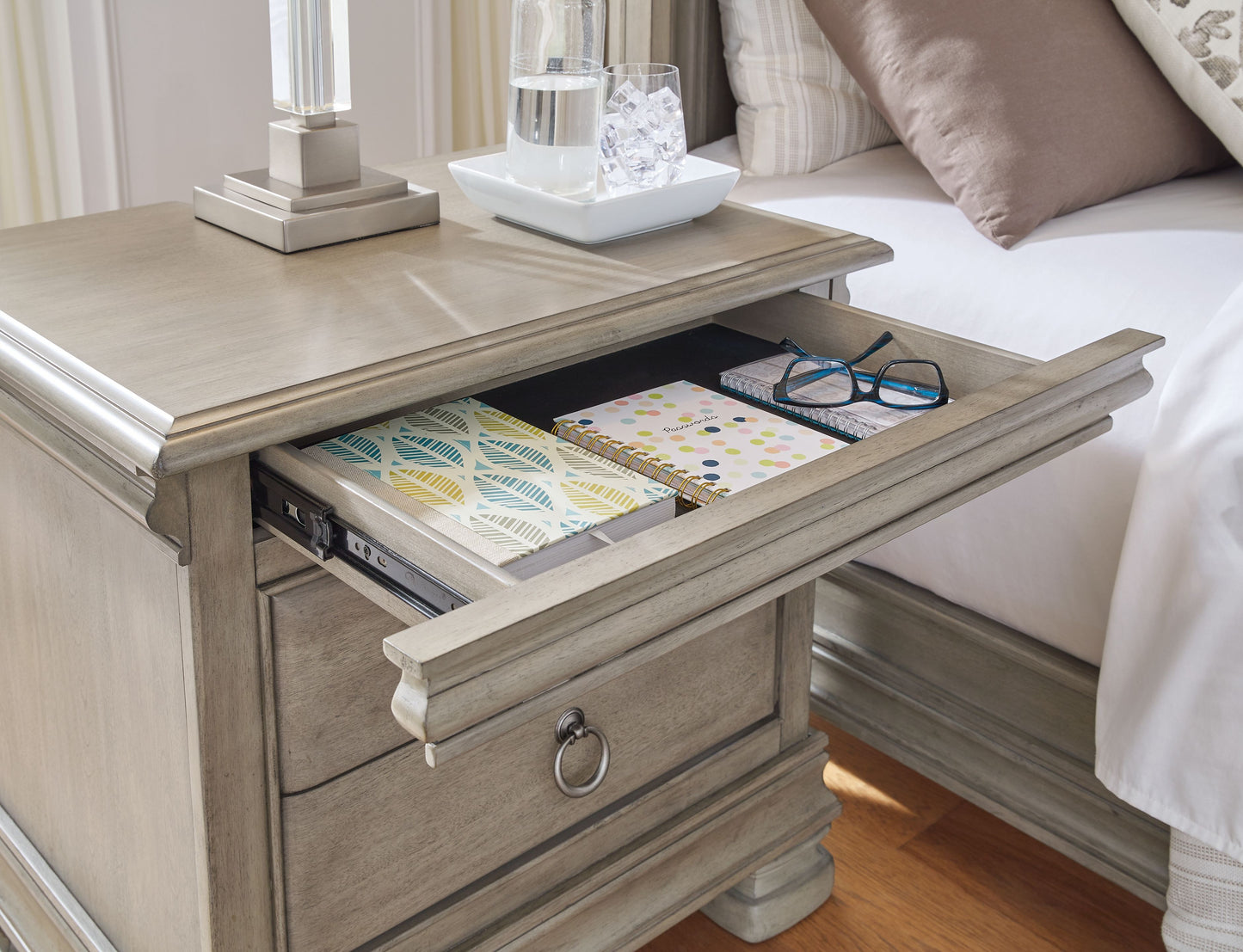 Lexorne - Gray - Three Drawer Night Stand