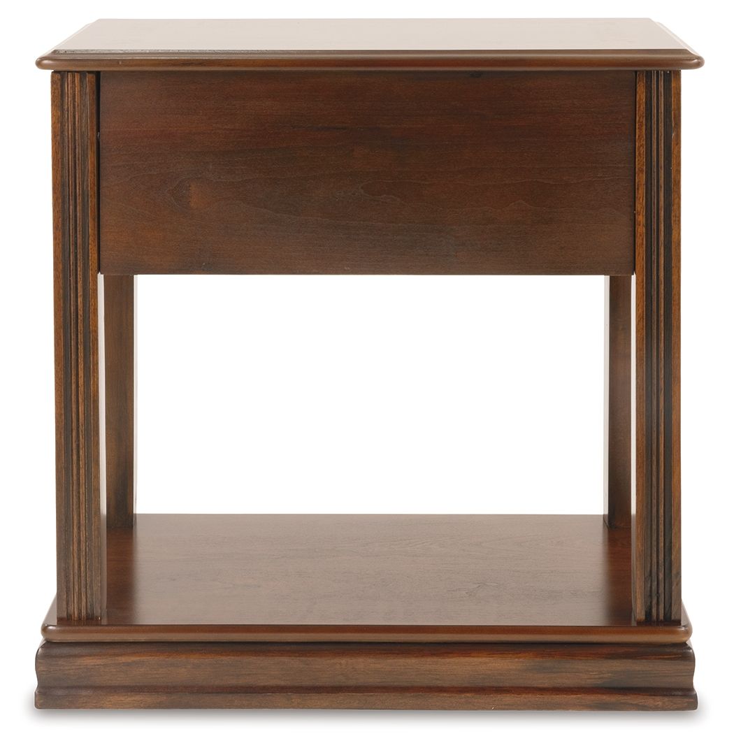 Breegin - Brown - Chair Side End Table - Removable Tray