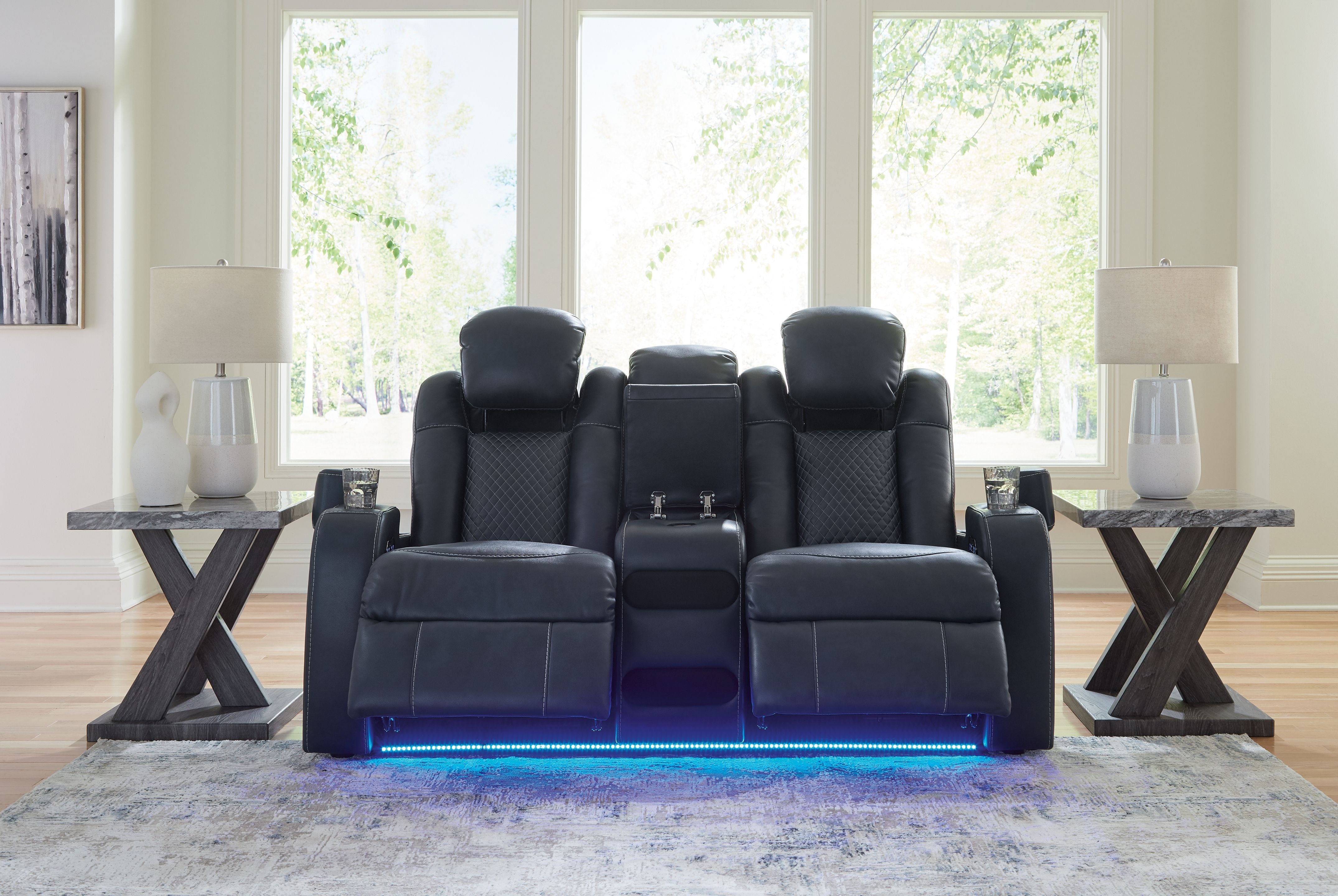 Fyne-dyme - Power Reclining Loveseat With Console/Adj Hdrst