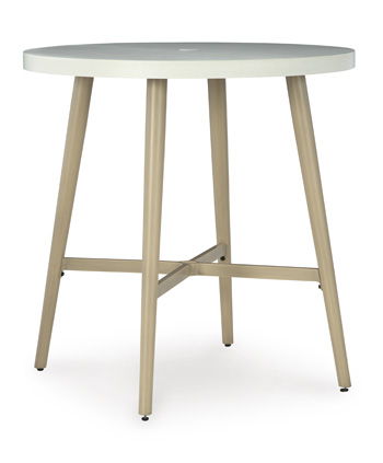 Seton Creek - Beige - Round Bar Table With Umbrella Option