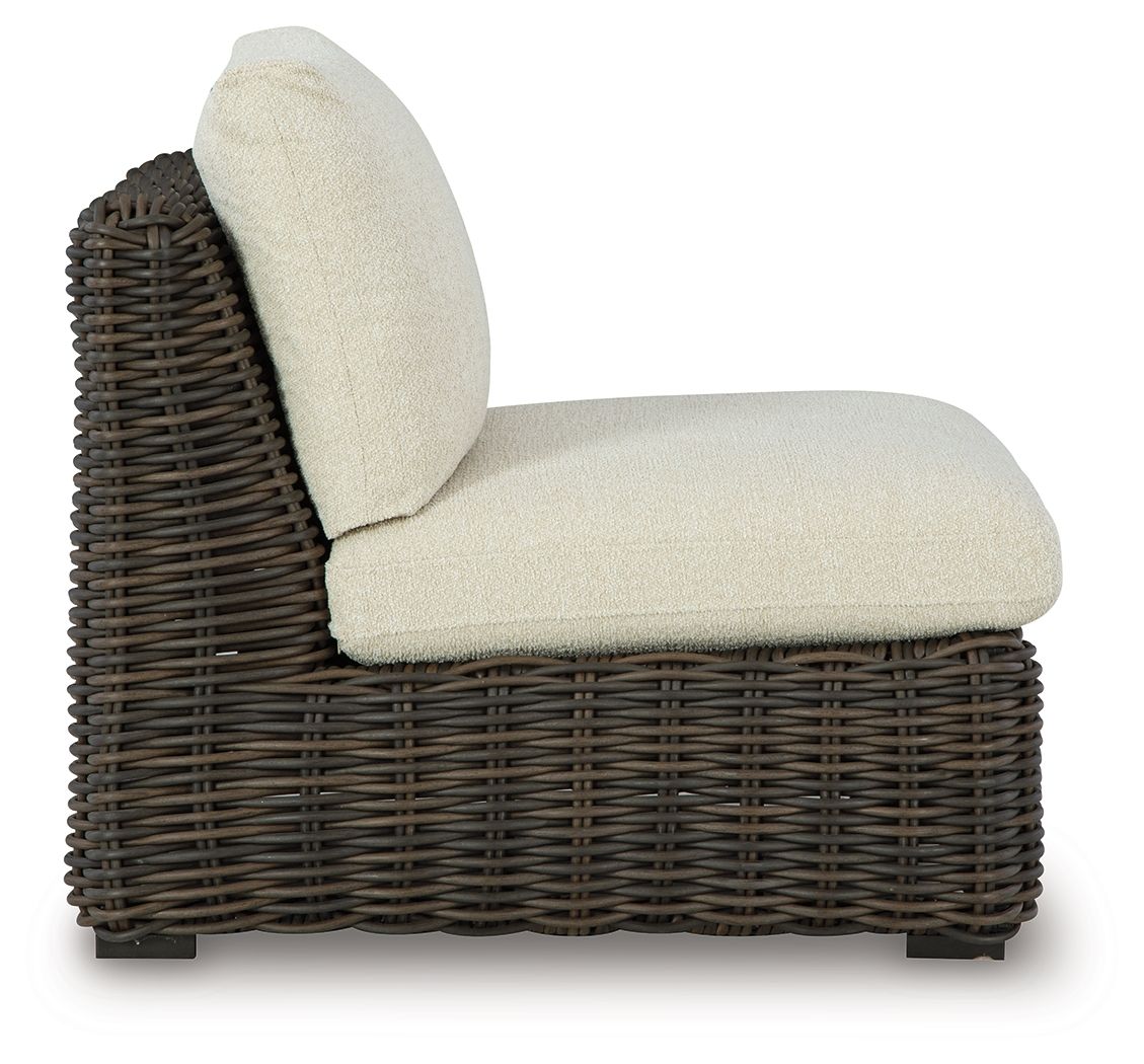 Kimora - Beige / Dark Brown - Armless Chair With Cushion