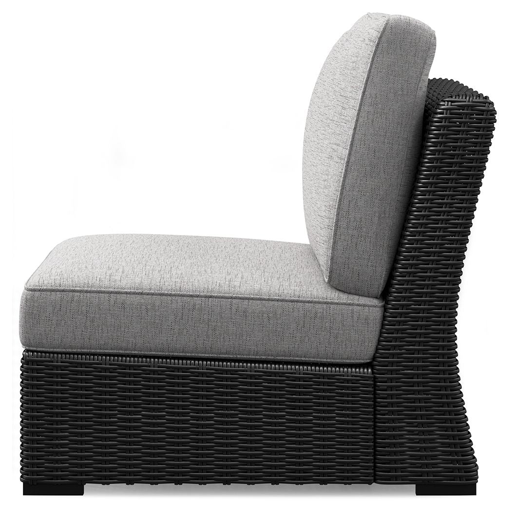 Beachcroft - Black / Light Gray - Armless Chair With Cushion