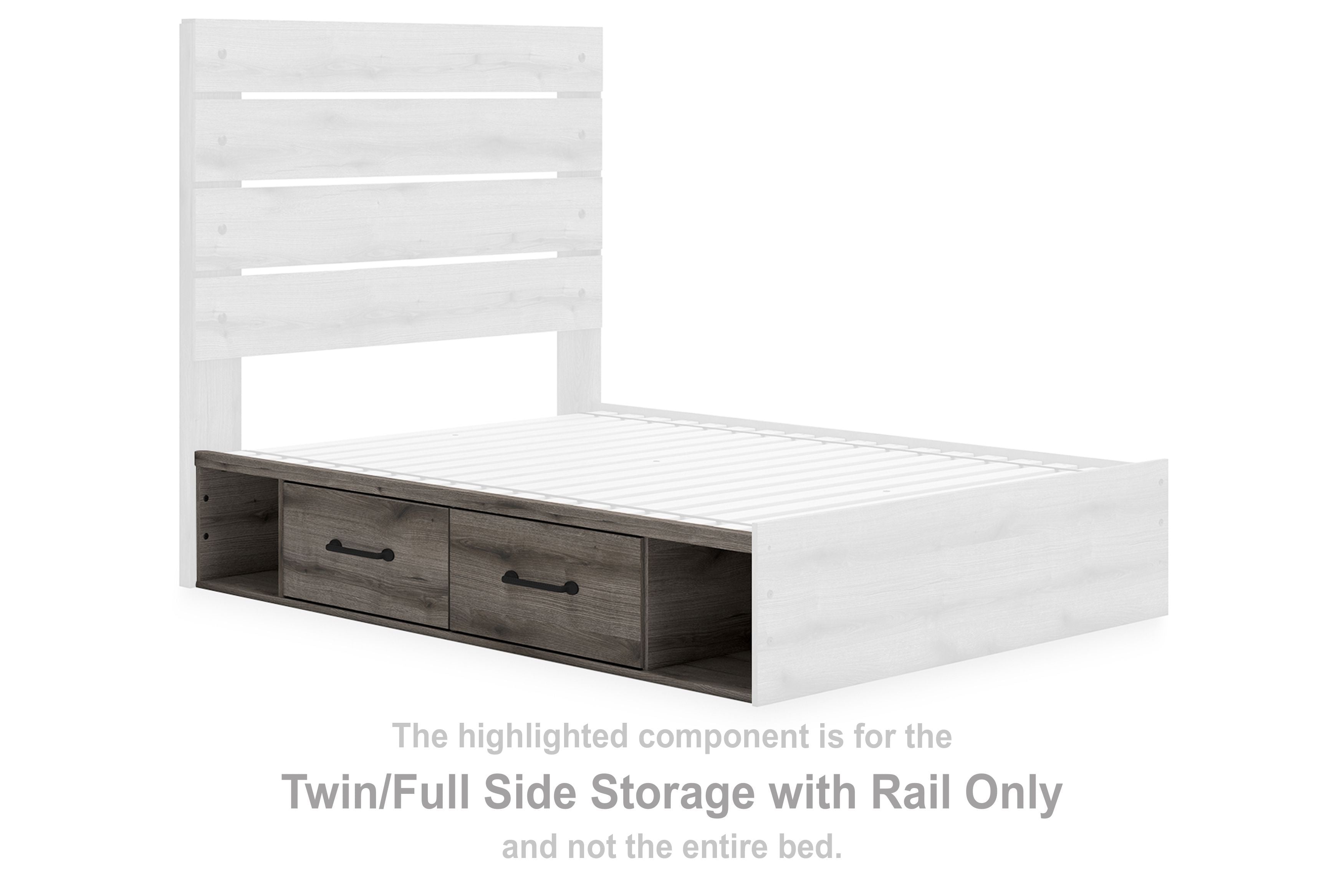 Graystorm - Brown Gray - Twin/Full Side Storage with Rail