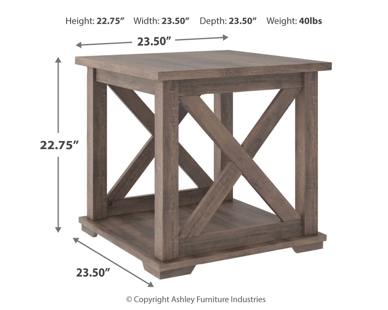 Arlenbry - Gray - Square End Table