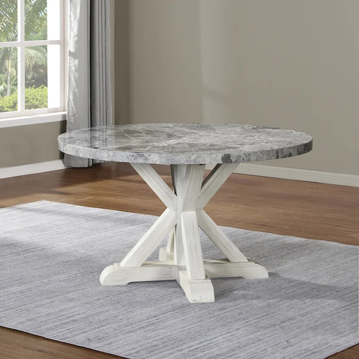 MEGA Steve Silver Canova Round Gray Marble Dining Table