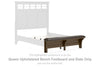 Shawbeck - Medium Brown - Queen Upholstered Bench Footboard And Slats