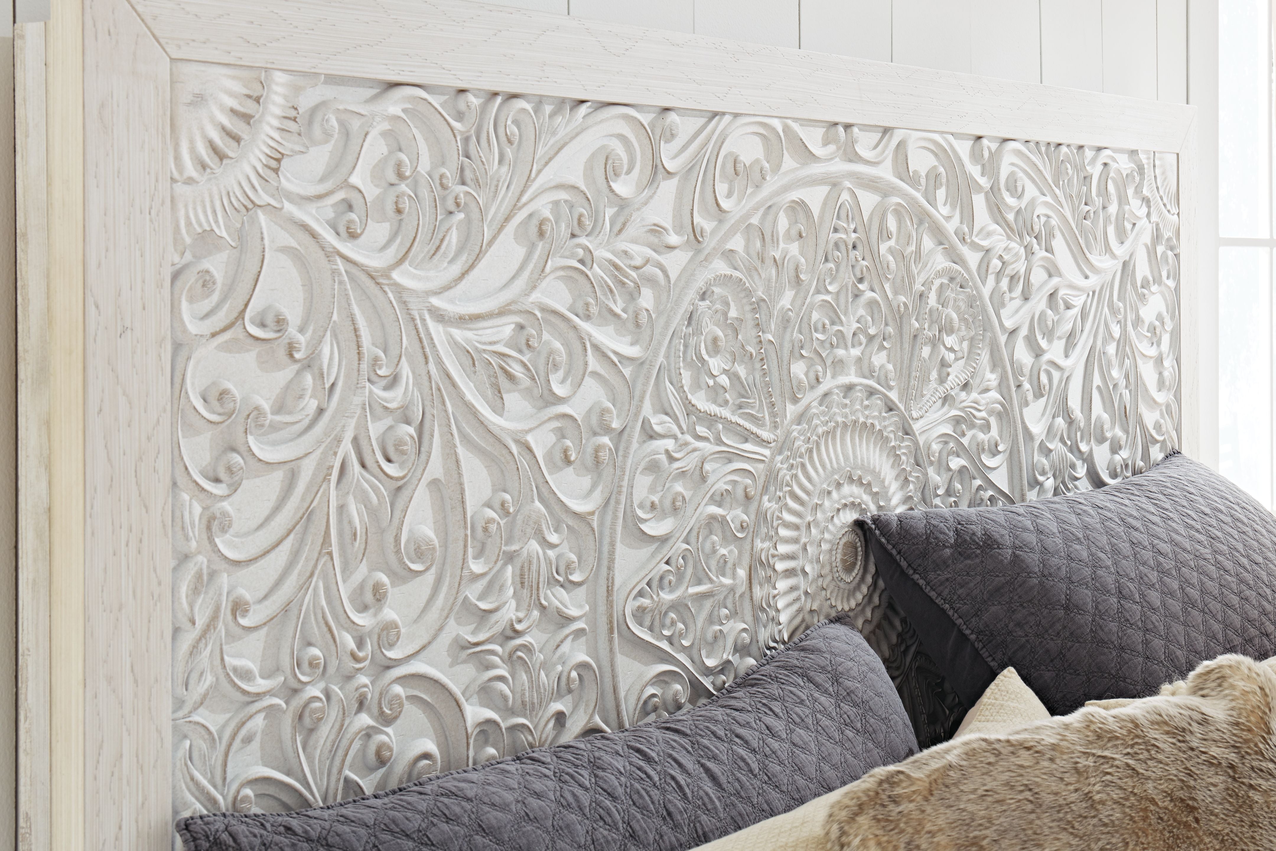 Paxberry - Whitewash - King Panel Headboard