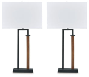 Voslen - Black / Brown - Metal Table Lamp (Set of 2)