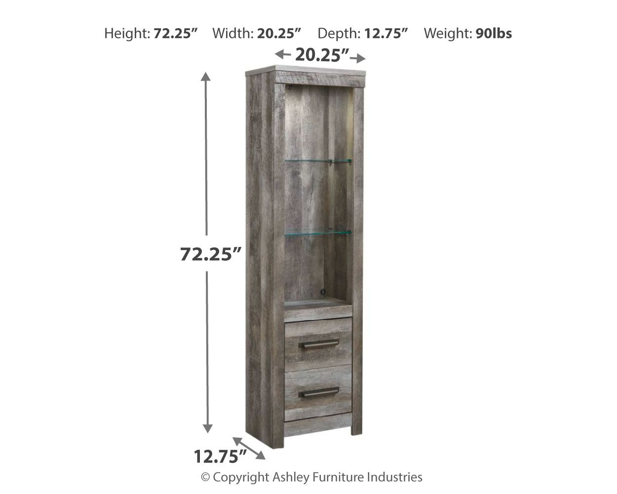 Wynnlow - Gray Dark - Pier - Two Drawers & Two Shelves