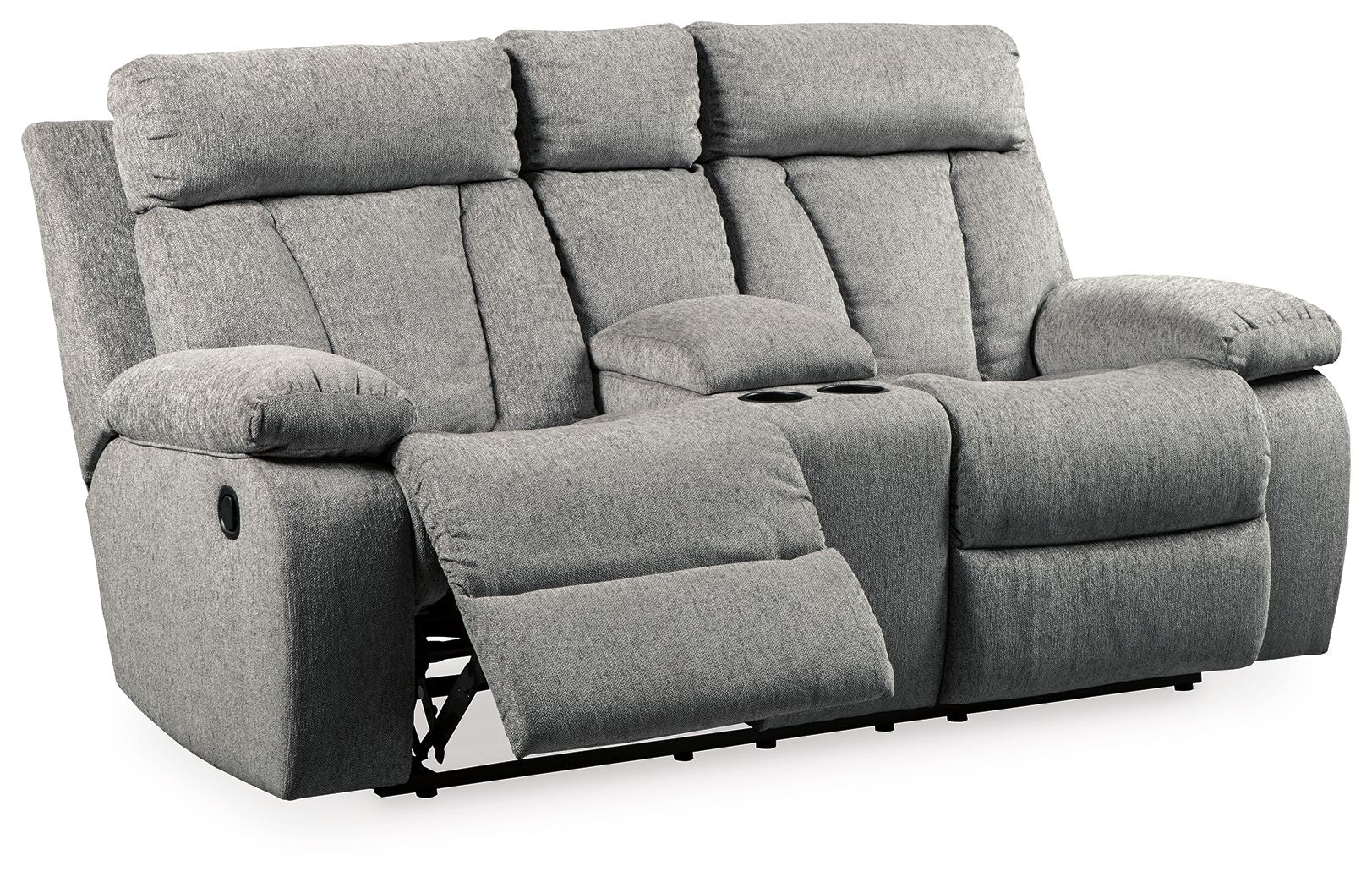 Mitchiner - Fog - Dbl Rec Loveseat W/Console