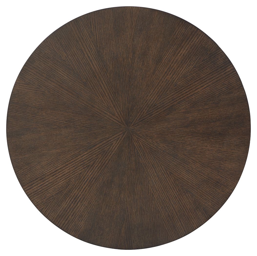 Brazburn - Dark Brown / Gold Finish - Round End Table