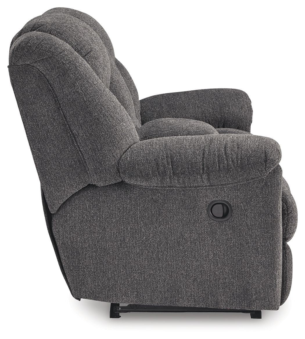 Foreside - Charcoal - Dbl Reclining Loveseat with Console