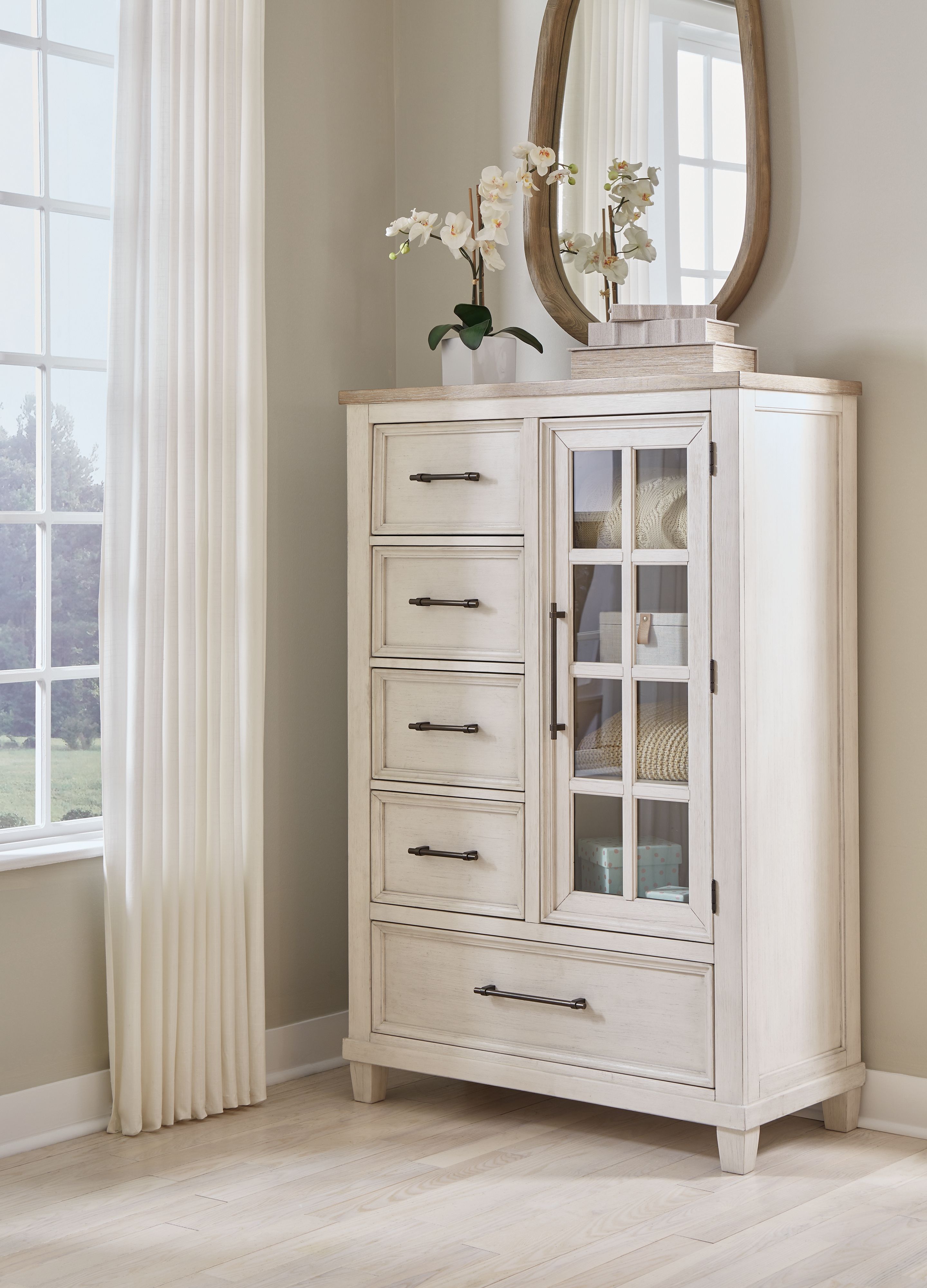 Shaybrock - Antique White / Brown - Door Chest