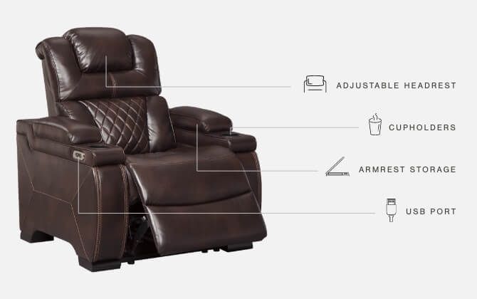 Warnerton - Brown Dark - Pwr Recliner/Adj Headrest