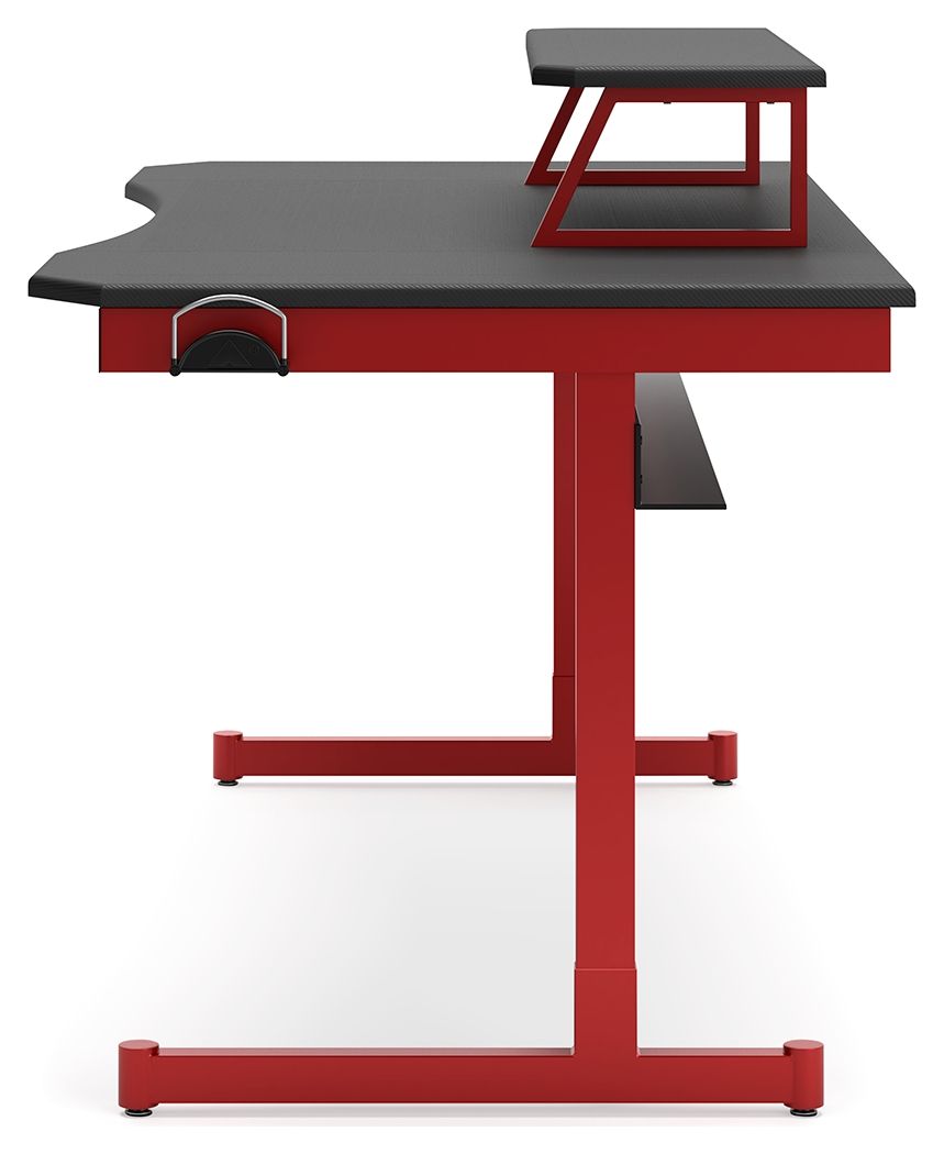 Lynxtyn - Red / Black - Home Office Desk With Raised Monitor Stand