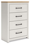 Linnocreek - White / Warm Brown - Four Drawer Chest