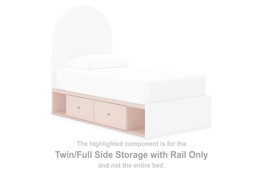 Wistenpine - Blush - Twin/Full Side Storage With Rail