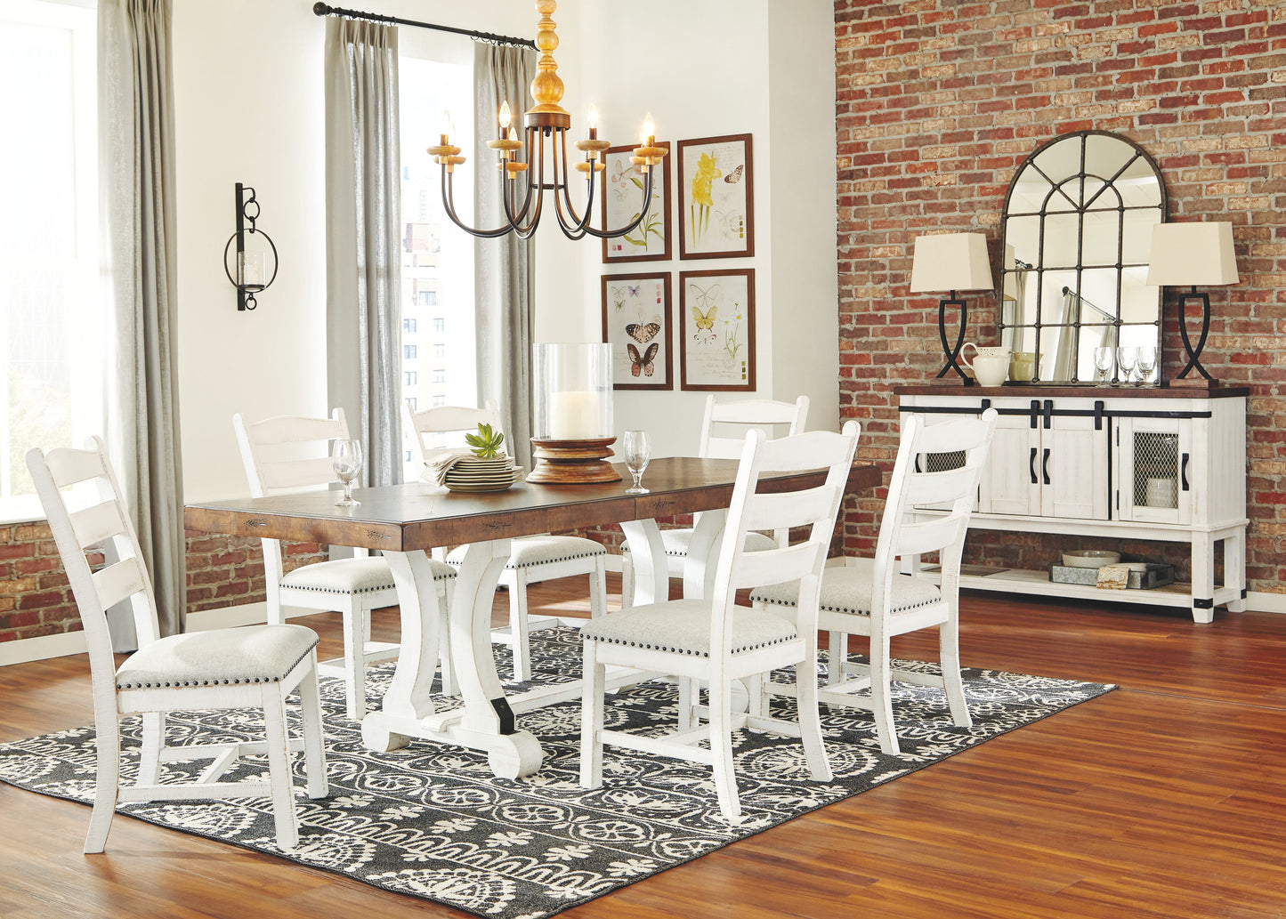 Valebeck - White / Brown - Rectangular Dining Room Table