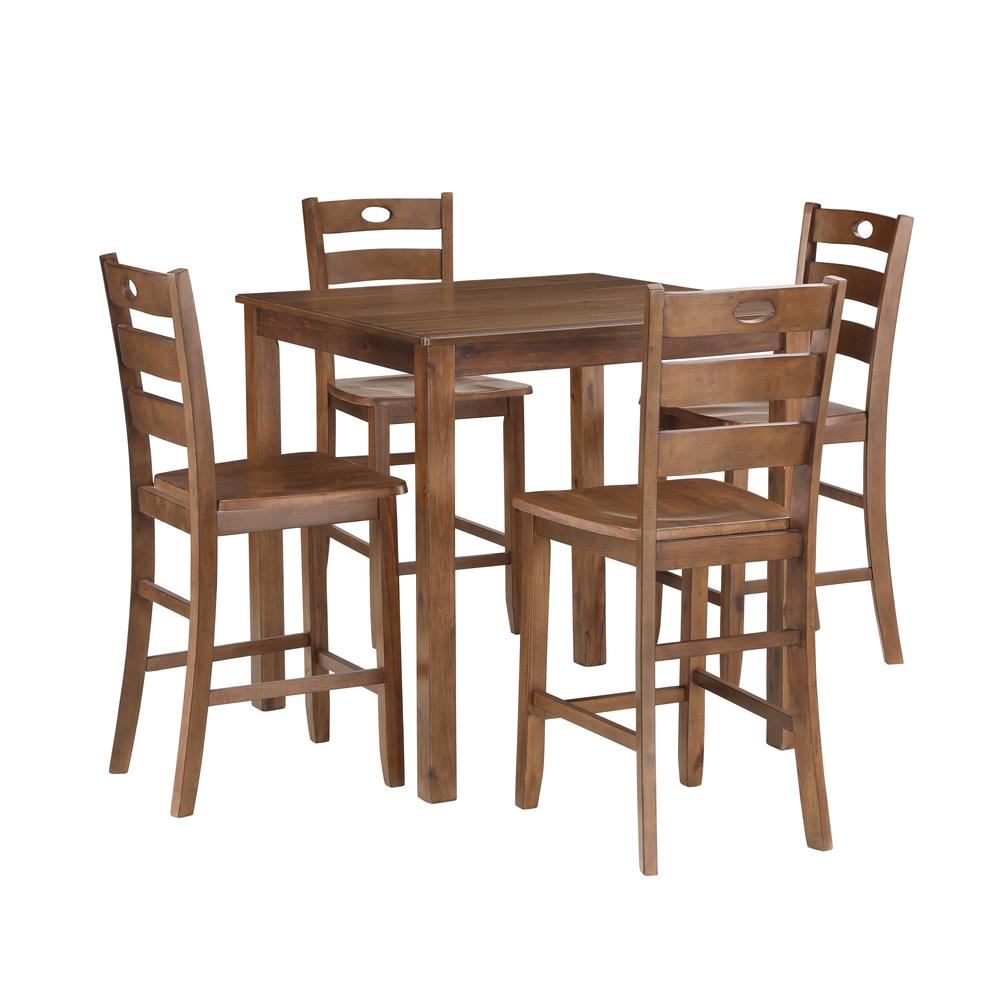 NEW CLASSIC Salem 5 Pc Counter Height Dining Set, Table & 4 Chairs - Tobacco