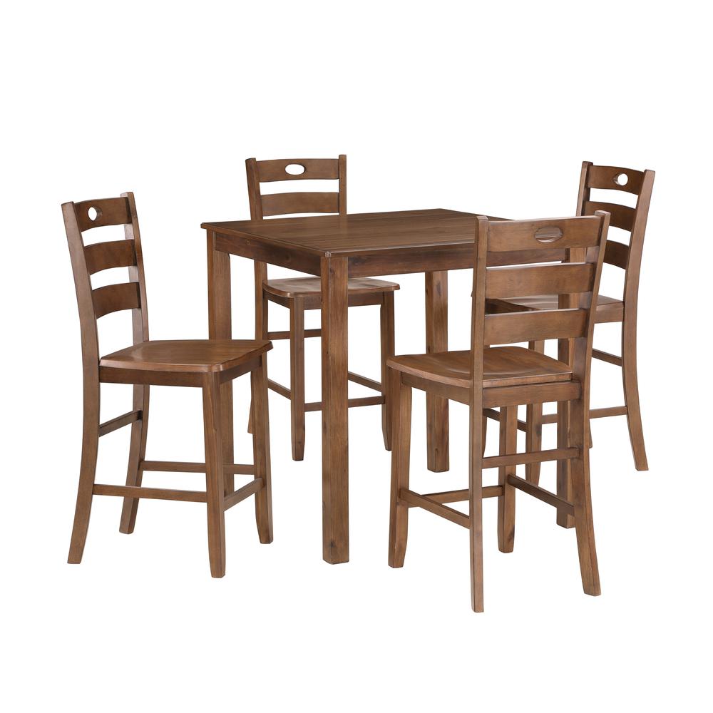 NEW CLASSIC Salem 5 Pc Counter Height Dining Set, Table & 4 Chairs - Tobacco