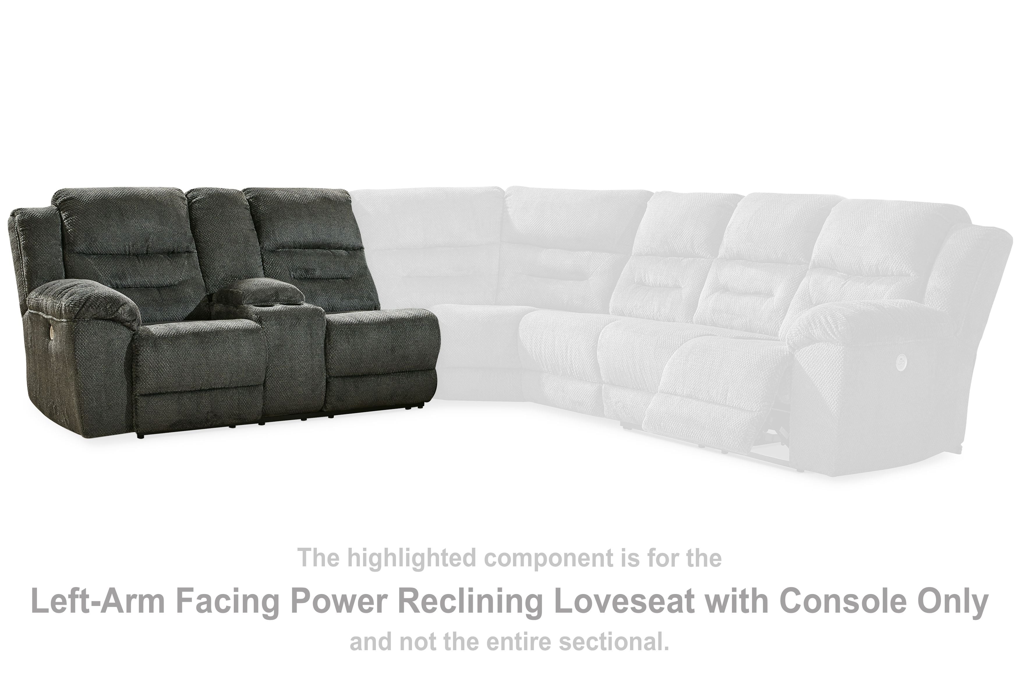 Nettington - Smoke - Laf Power Rec Loveseat W/Console