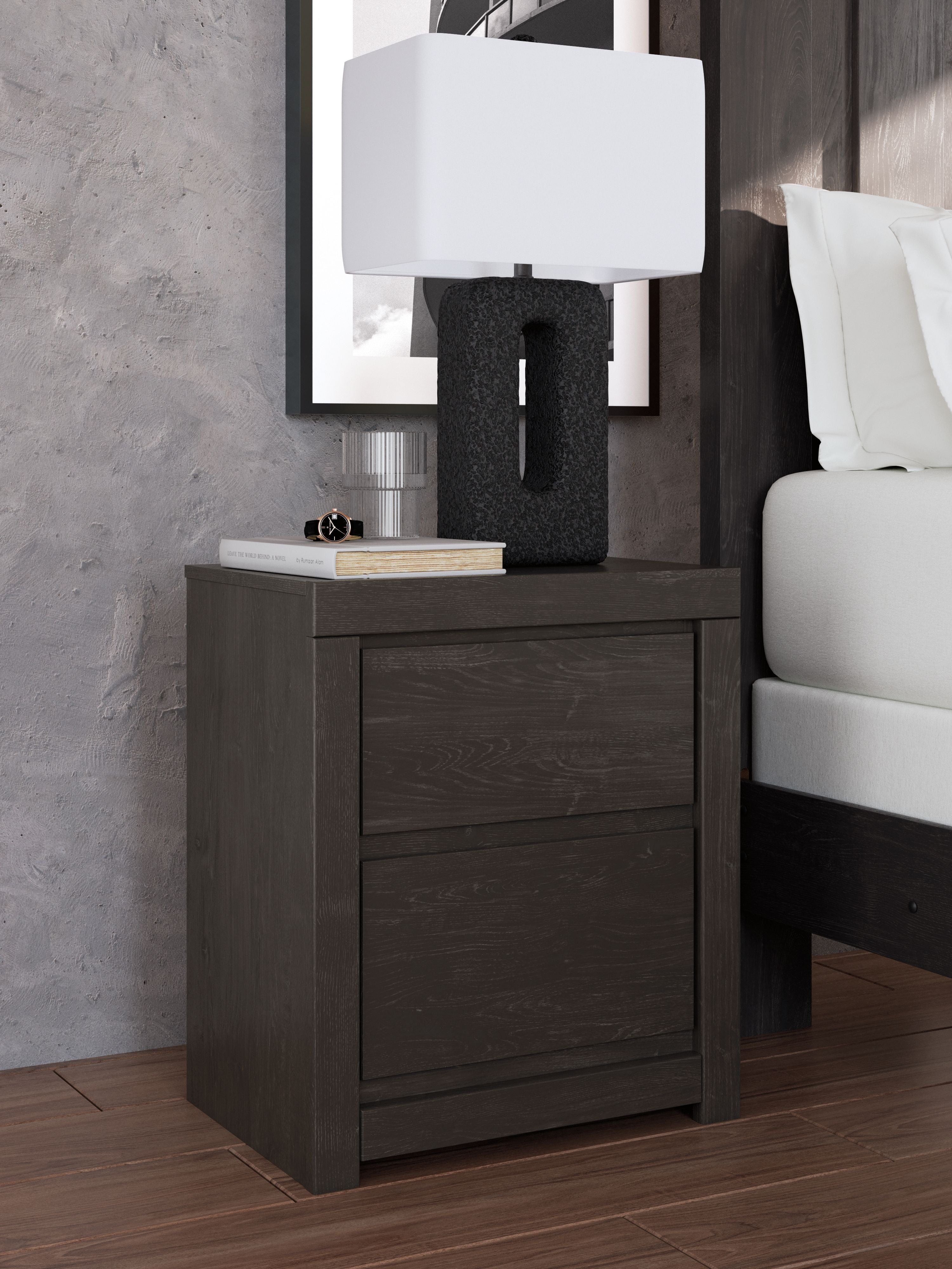 Fraluna - Charcoal - Two Drawer Night Stand