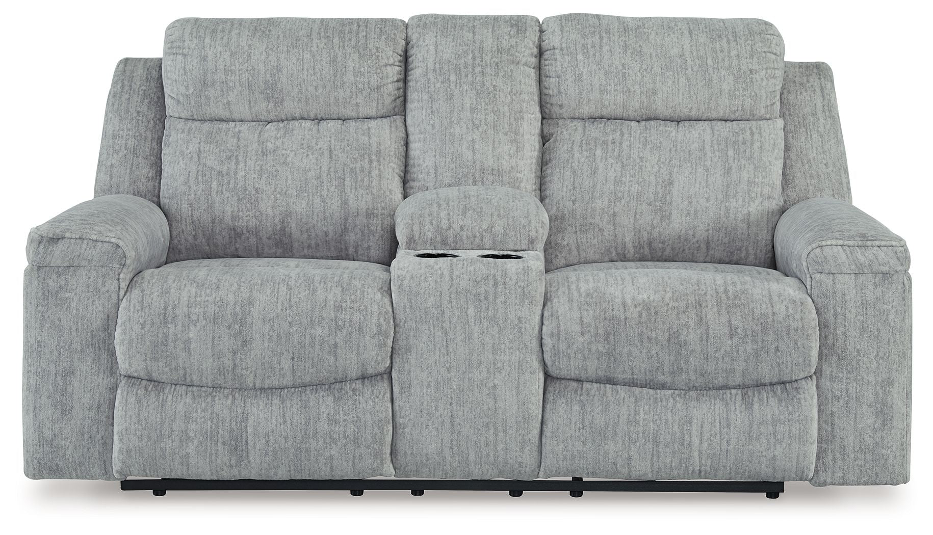 Buntington - Pewter - Dbl Reclining Loveseat with Console