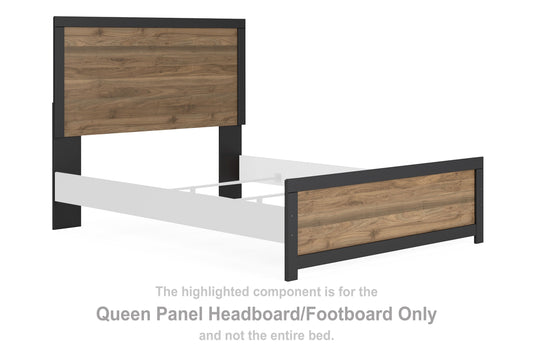 Vertani - Black / Honey Brown - Queen Panel Headboard/Footboard