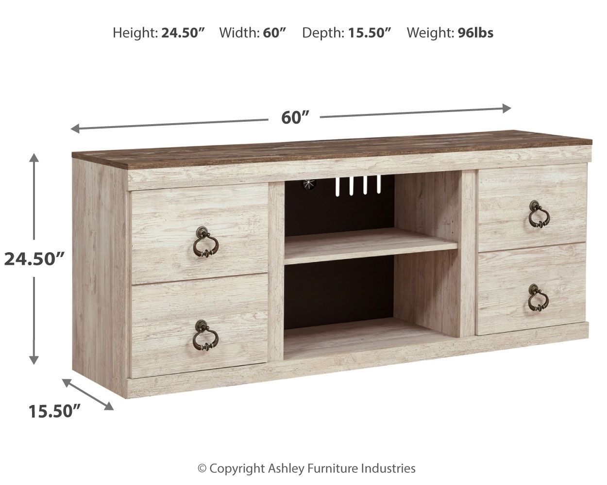 Willowton - TV Stand With Fireplace Option