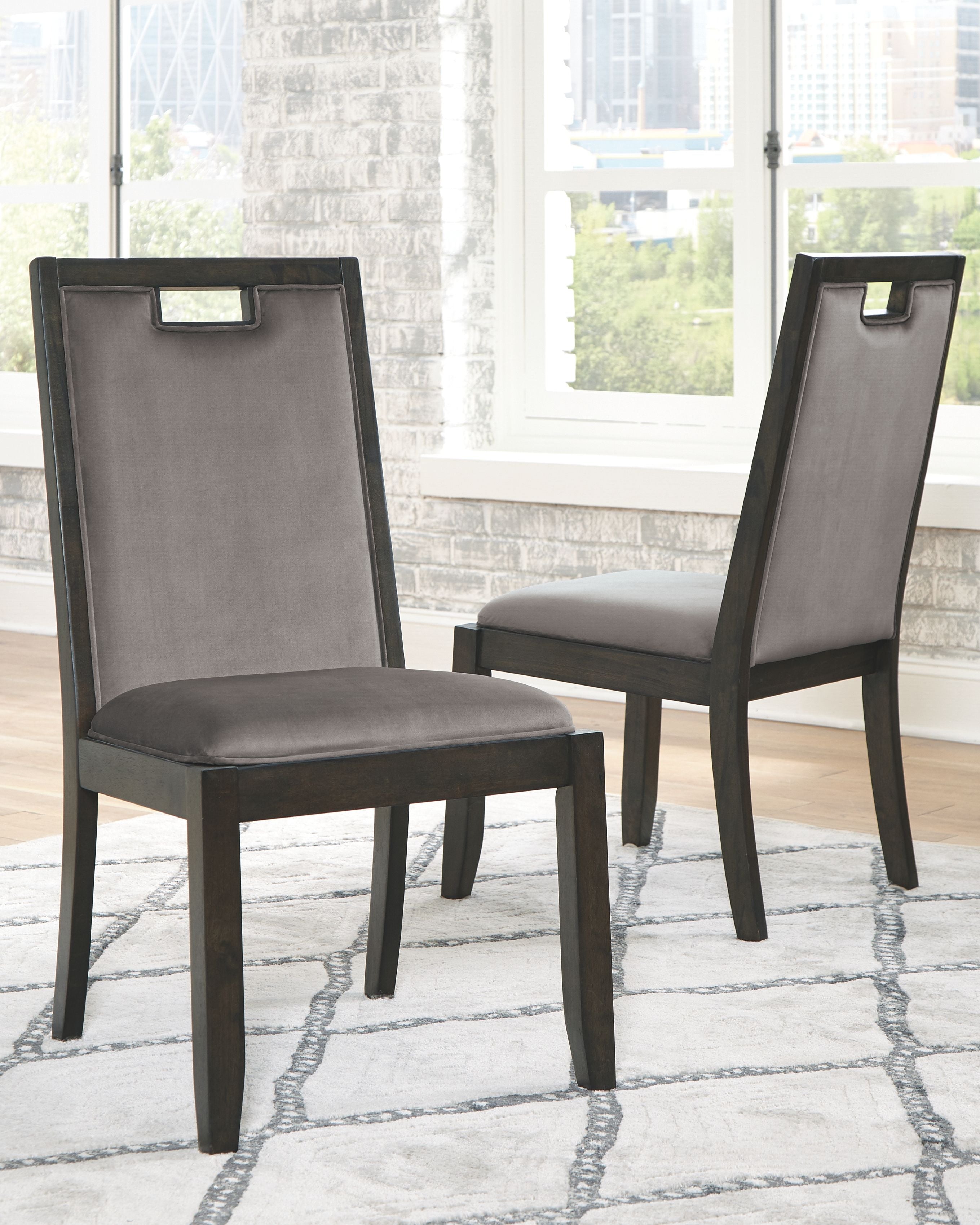 Hyndell - Gray / Dark Brown - Dining Uph Side Chair (Set of 2)