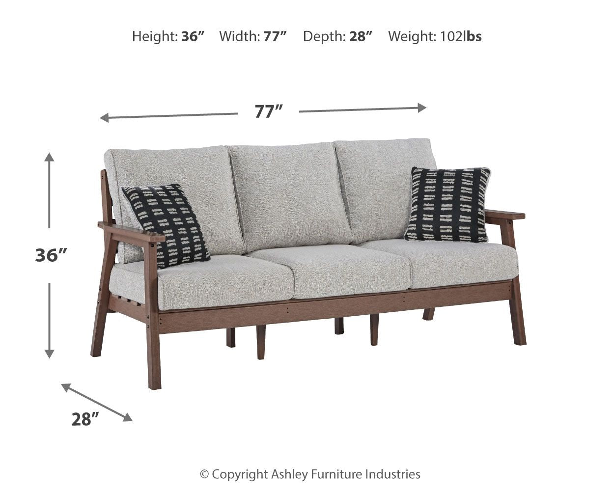 Emmeline - Brown / Beige - Sofa with Cushion