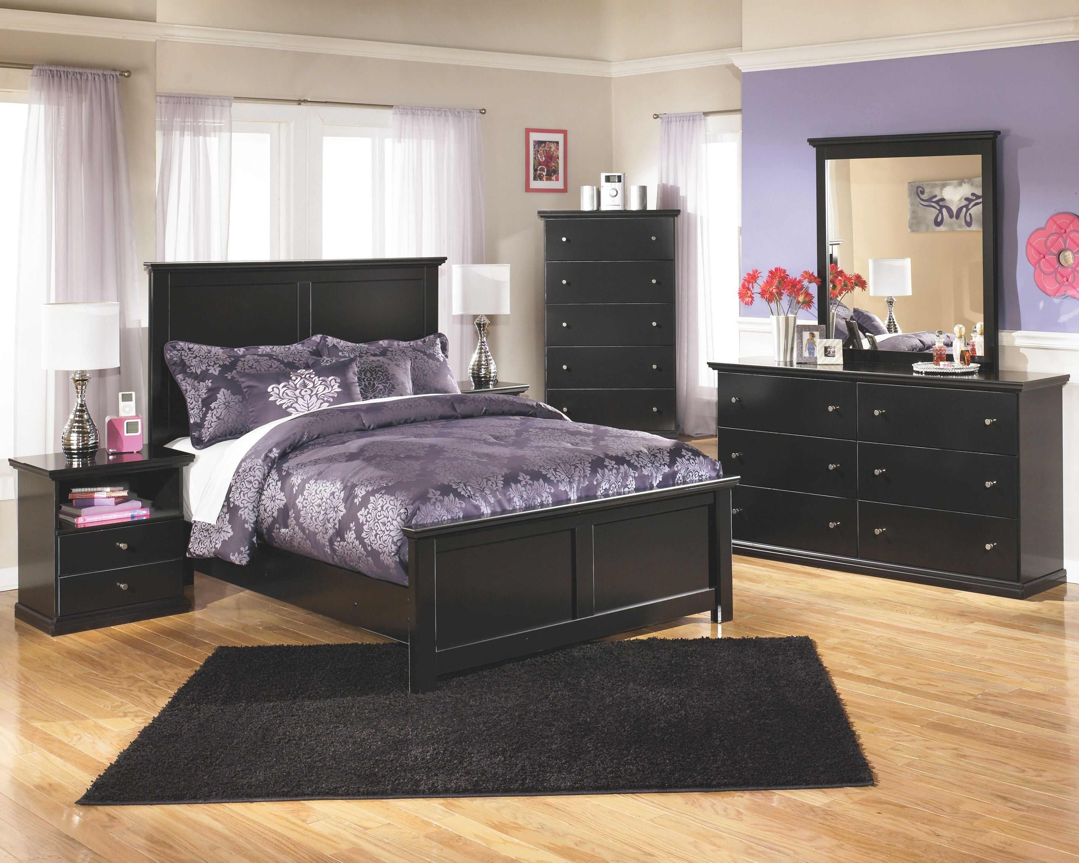 Maribel - Black - Full Panel Footboard