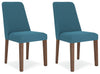 Lyncott - Blue / Brown - Dining Uph Side Chair (Set of 2)