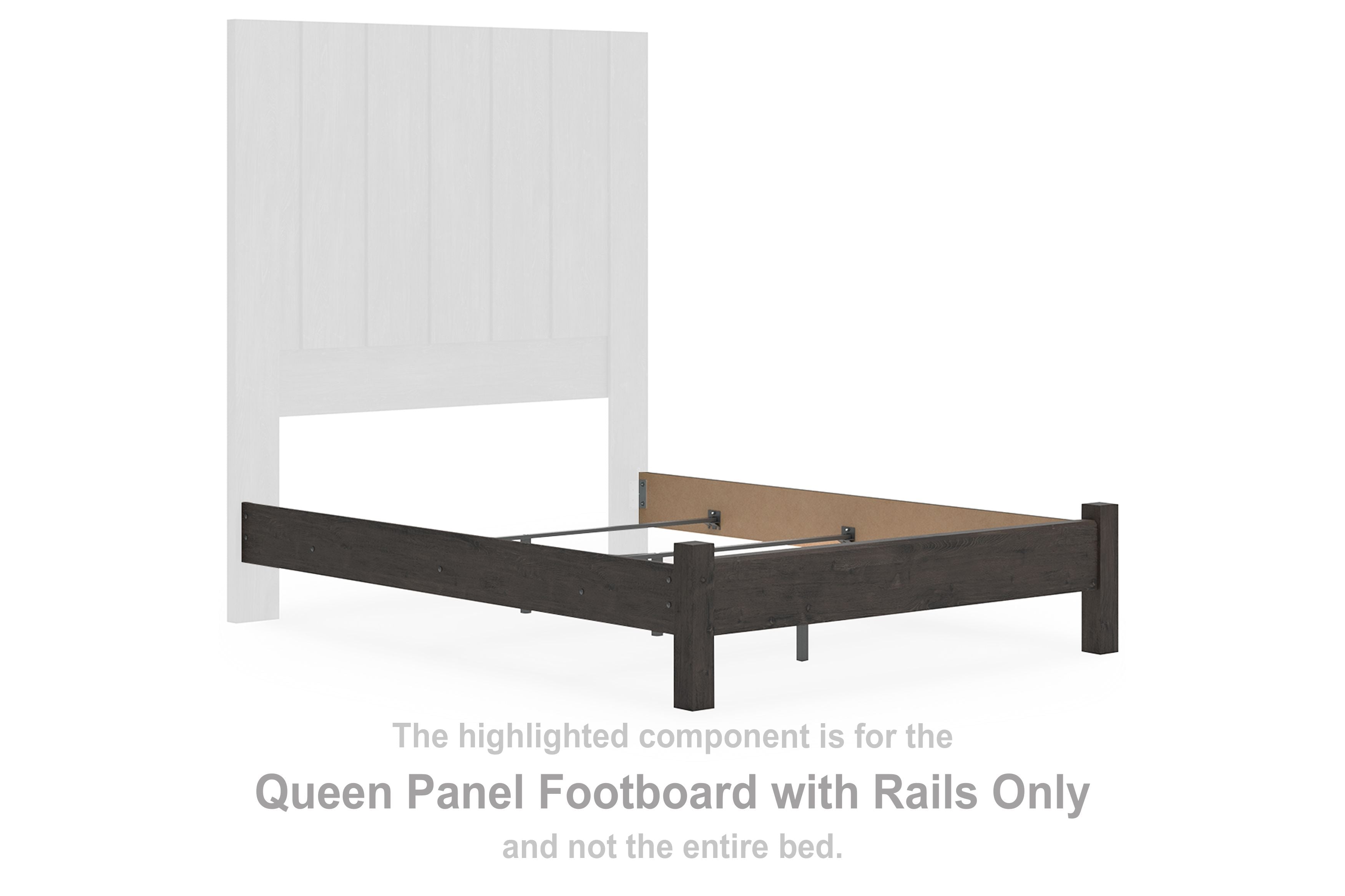 Fraluna - Charcoal - Queen Panel Footboard With Rails