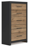 Vertani - Black / Honey Brown - Five Drawer Chest