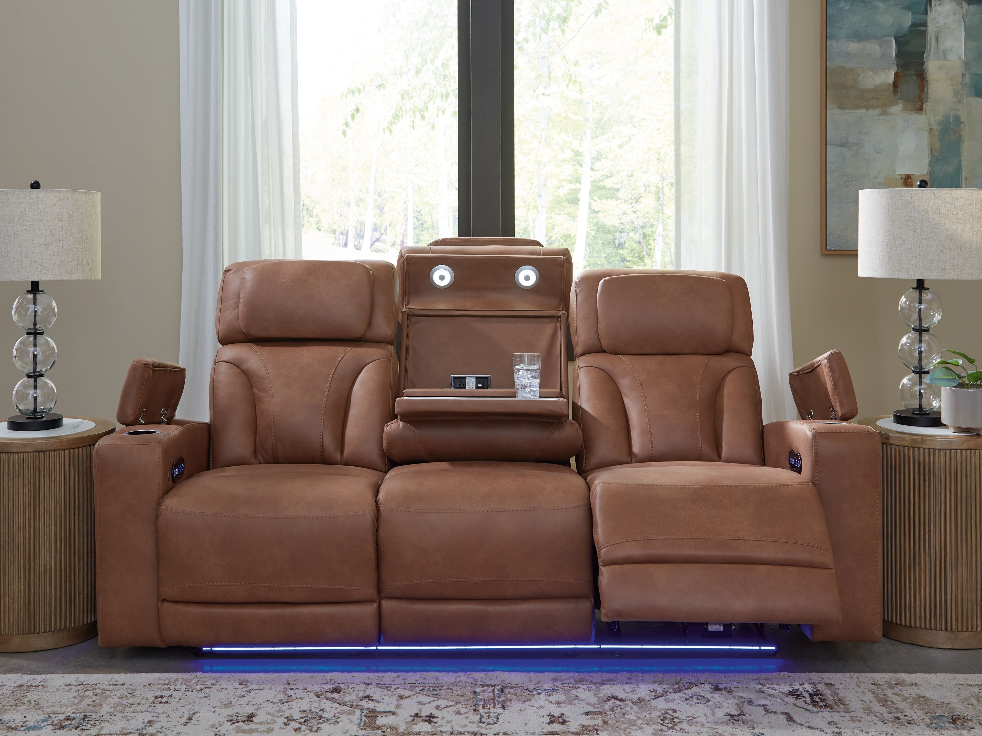 Clean-Slate - Caramel - Power Reclining Sofa / Adj Headrest