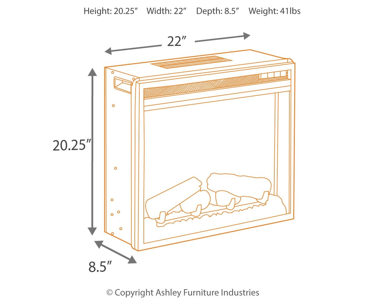 Dorrinson - Corner TV Stand With Fireplace Insert