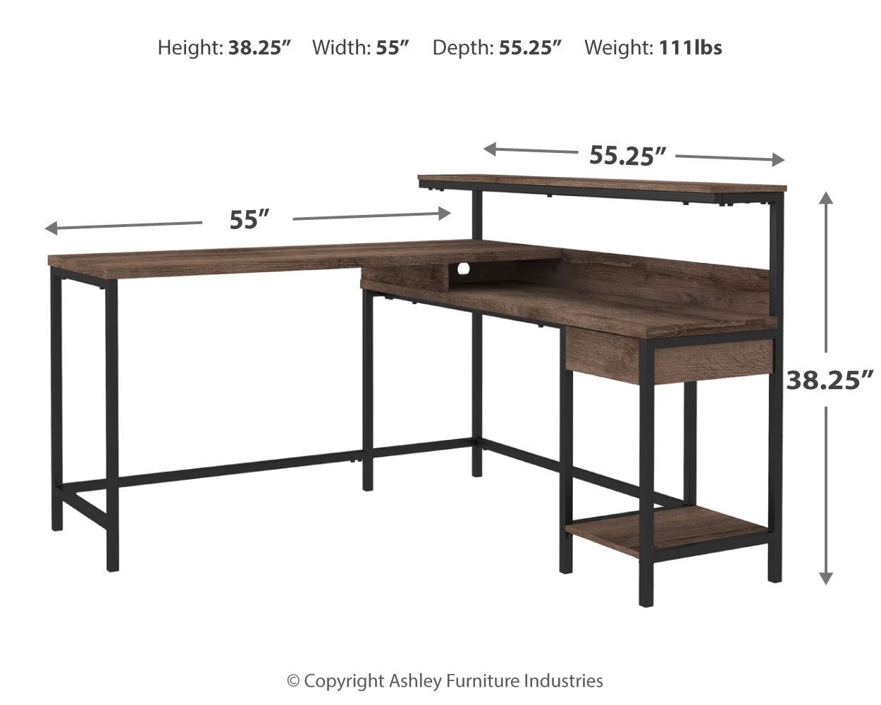 Arlenbry - Gray - L-desk With Storage