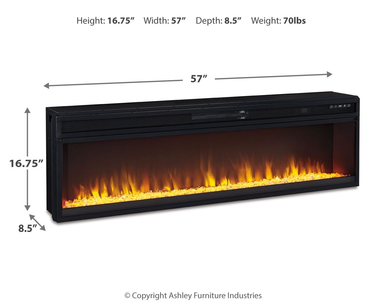 Entertainment - Black - Wide Fireplace Insert