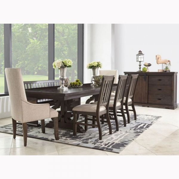 Stone Counter Height Dining Set in Charcoal Finish